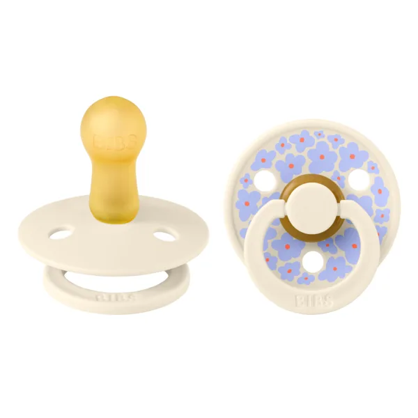 Set 2 suzete cu tetina rotunda din latex 6 luni+ Colour Studio Collection Flower Ivory, 1 bucata, Bibs — preț și oferte