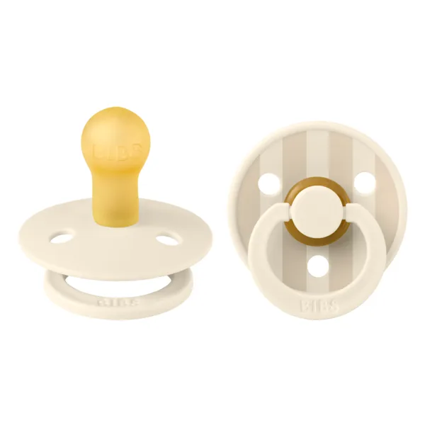 Set 2 suzete cu tetina rotunda din latex 0 luni+ Colour Studio Collection Stripe Ivory/Vanilla, 1 bucata, Bibs — preț și oferte