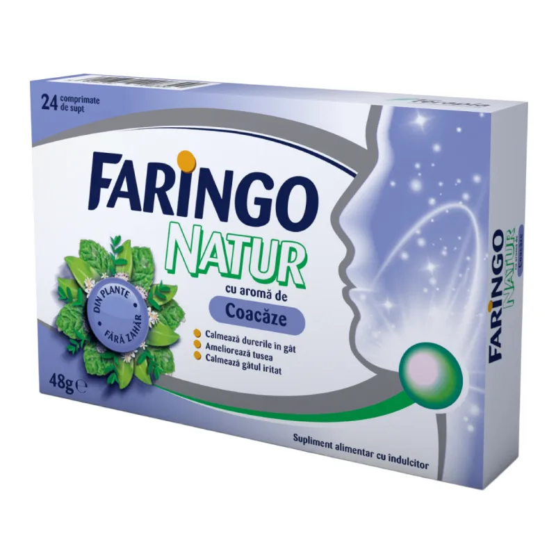 Faringo Natur cu aroma de coacaze, 24 comprimate, Terapia TERAPIA SA — preț și oferte