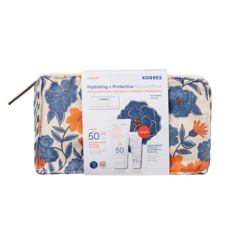 Pachet Yoghurt Sun Crema de fata coloranta SPF50 50ml + Crema pentru ten 20ml, Korres — preț și oferte