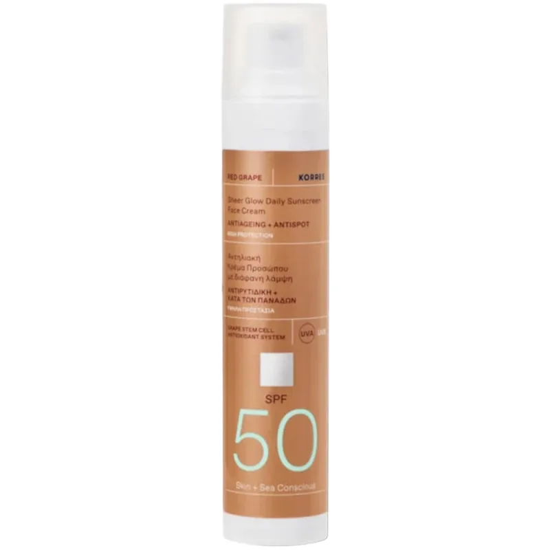 Crema iluminatoare Red Grape Sheer Glow Finish SPF 50, 50ml, Korres — preț și oferte