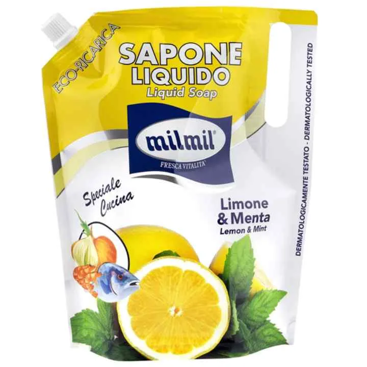 Sapun lichid rezerva eco cu lamaie & menta, 900ml, Mil Mil — preț și oferte