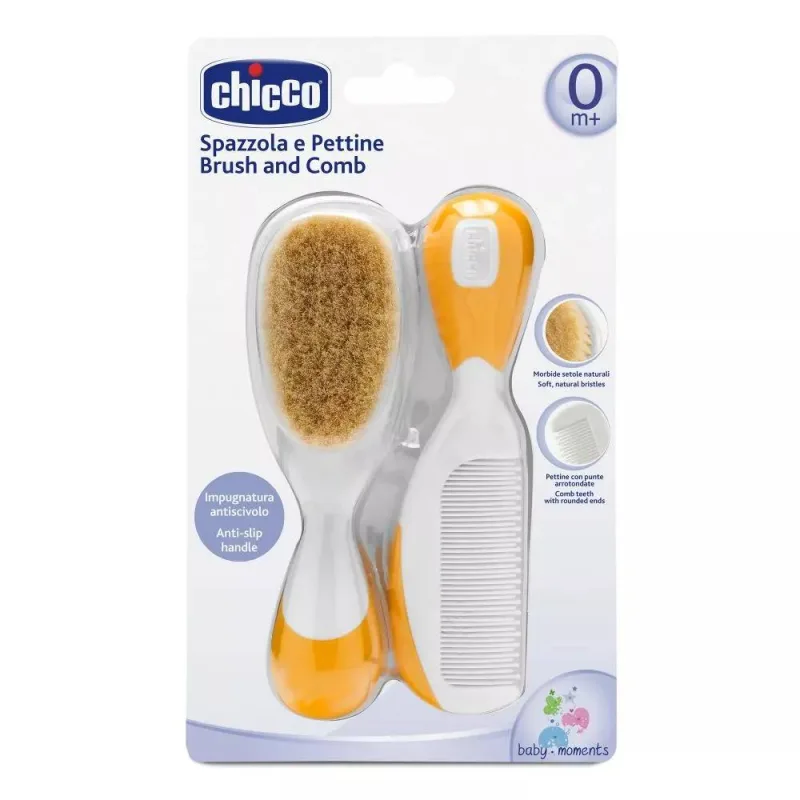 Set pieptan si perie din par natural Orange, 1 bucata, Chicco — preț și oferte