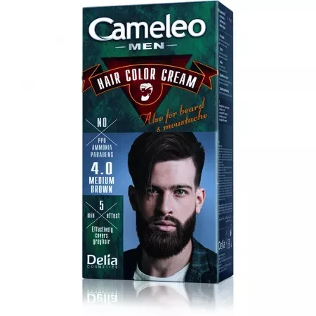 Vopsea de par pentru barbati Cameleo 4.0 Medium Brown, 60ml, Delia Cosmetics — preț și oferte