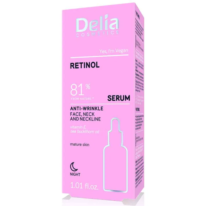 Ser antirid cu retinol pentru fata & decolteu, 30ml, Delia Cosmetics — preț și oferte
