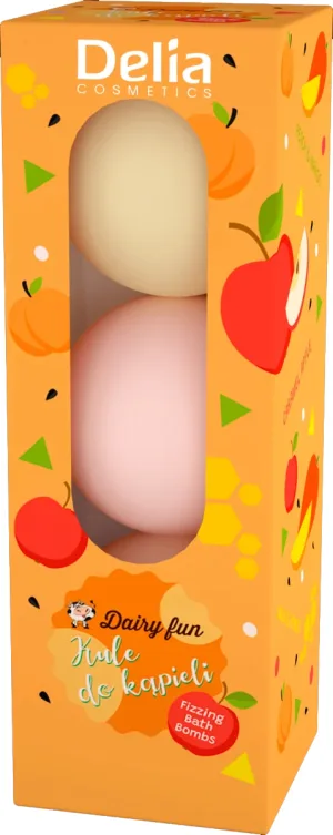 Bombe baie Lapte&Caramel&Piersica Dairy fun, 3x100g, Delia Cosmetics
