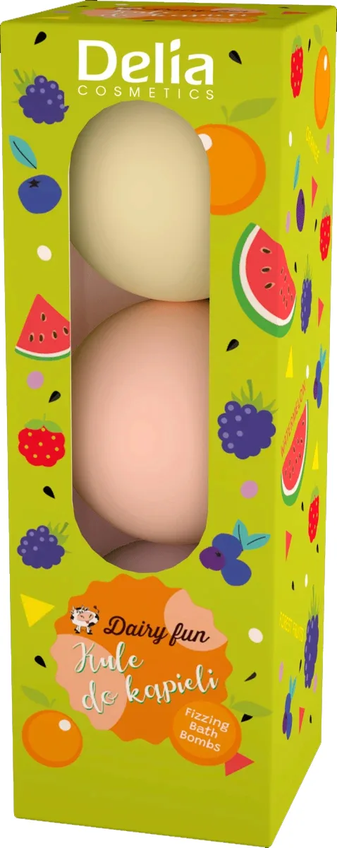 Bombe baie Pepene&Portocale&Fructe de padure Dairy fun, 3x100g, Delia Cosmetics — preț și oferte