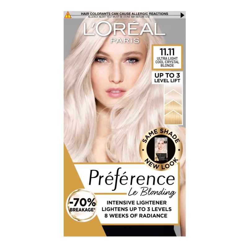 Vopsea de par permanenta cu amoniac Preference Le Blonding 11.11 Blond Ultra Deschis cu efect cenusiu, 178ml, L'Oreal Paris — preț și oferte