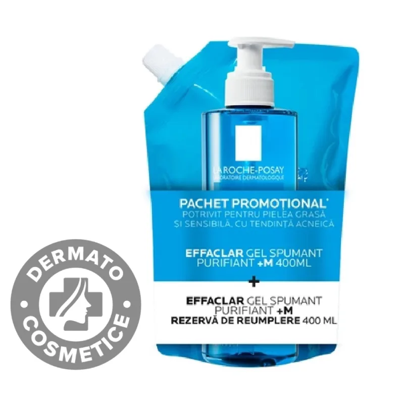 Gel Spumant Purifiant +M 400ml + Rezerva De Reumplere 400ml Effaclar, La Roche Posay — preț și oferte