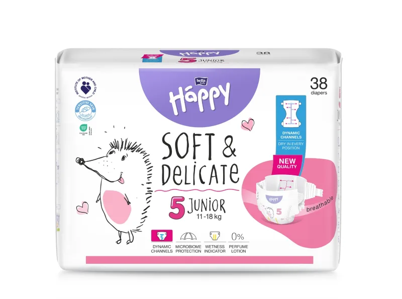 Scutece Happy Soft & Delicate 11-18 kg Junior 5, 38 bucati, Bella Baby — preț și oferte