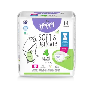 Scutece Happy Soft & Delicate 8-14 kg Maxi Marimea 4, 14 bucati, Bella Baby