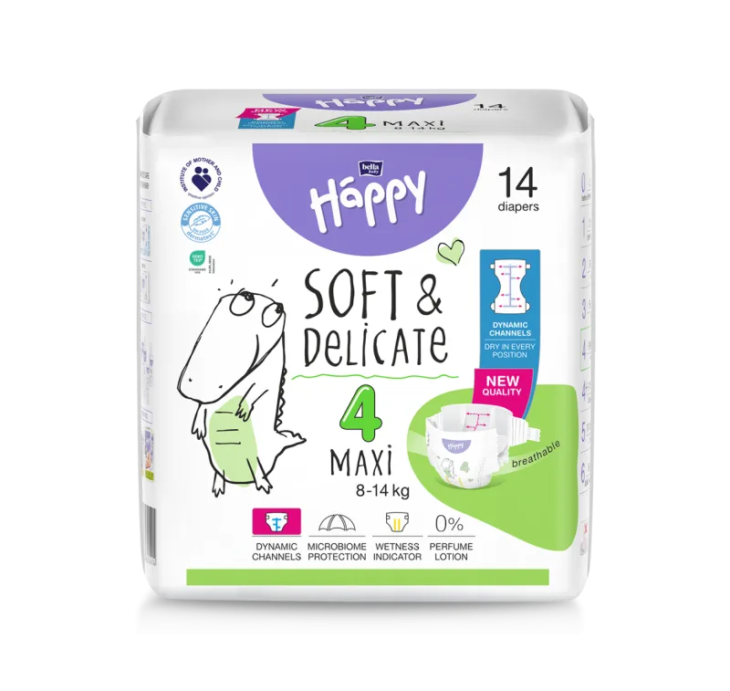 Scutece Happy Soft & Delicate 8-14 kg Maxi Marimea 4, 14 bucati, Bella Baby — preț și oferte