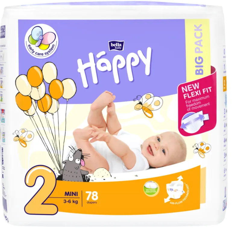 Scutece Happy Mini 3-6kg, 78 bucati, Bella Baby — preț și oferte