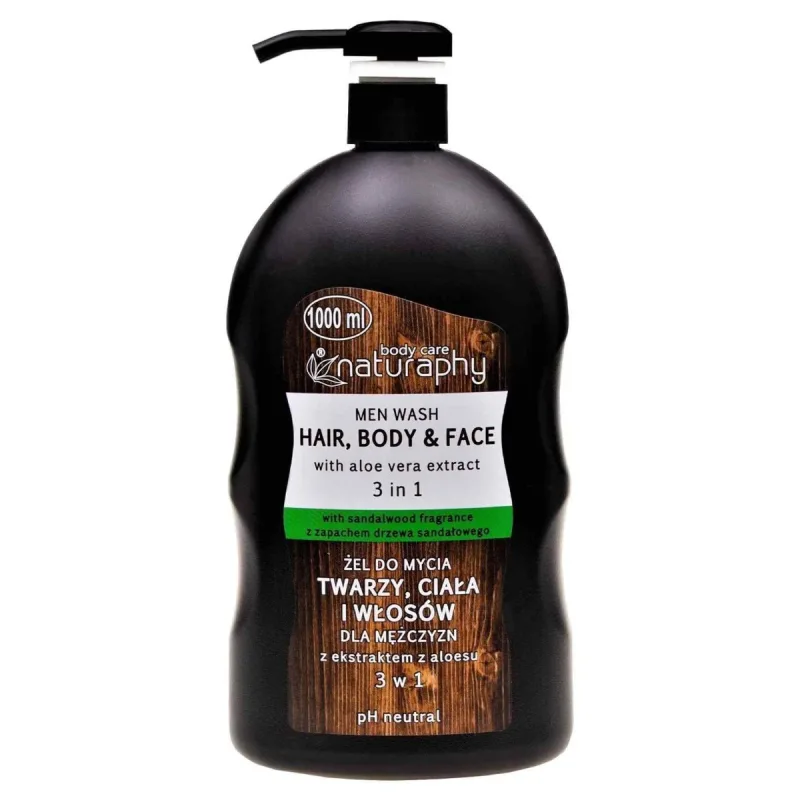 Gel de dus & sampon pentru barbati Sandalwood, 1000ml, Naturaphy — preț și oferte