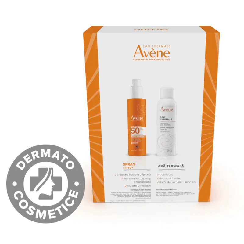 Pachet Spray pentru protectie solara cu SPF50 200ml + Apa termala spray 150ml, Avene — preț și oferte