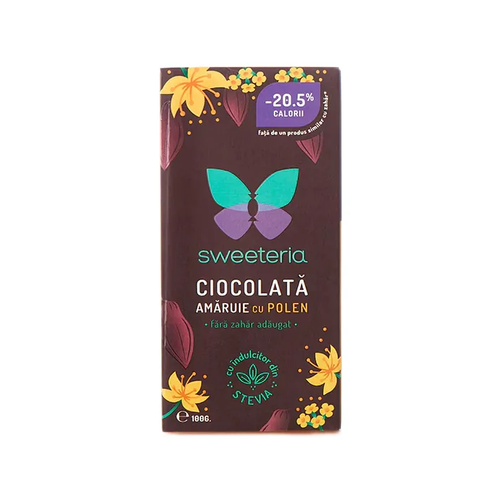 Ciocolata amaruie 70% polen 100g, Sweeteria — preț și oferte
