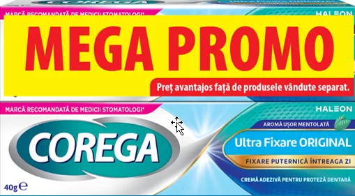 Pachet Crema adeziva pentru proteza ultra fixare Original, 2 x 40g, Corega — preț și oferte