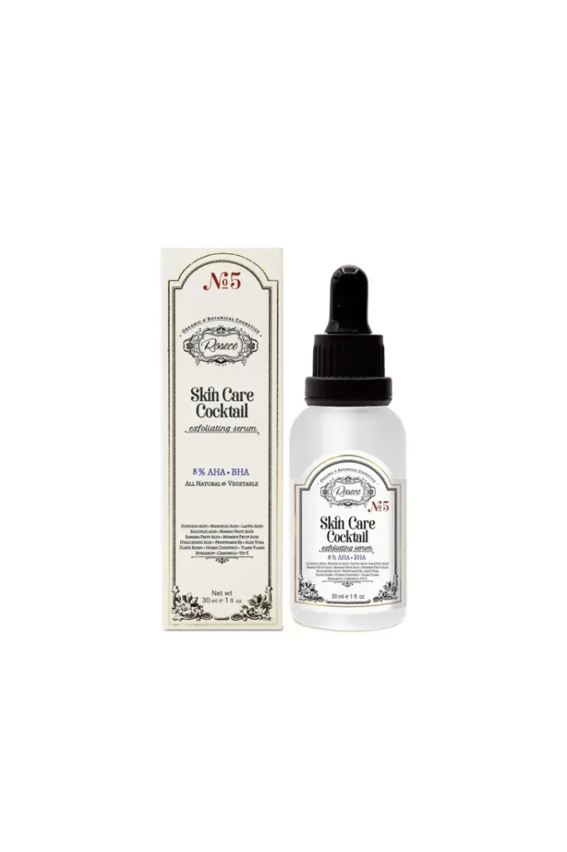 Ser facial de exfoliere cu 8% acizi AHA-BHA Skin Care Cocktail, 30ml, Rosece — preț și oferte