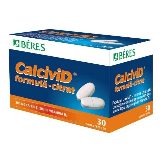 Calcivid formula citrat, 30 comprimate filmate, Beres BERES PHARMACEUTICALS — preț și oferte