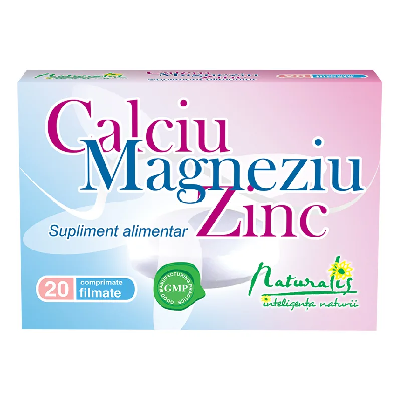Calciu+Magneziu+Zinc, 20 comprimate, Naturalis — preț și oferte