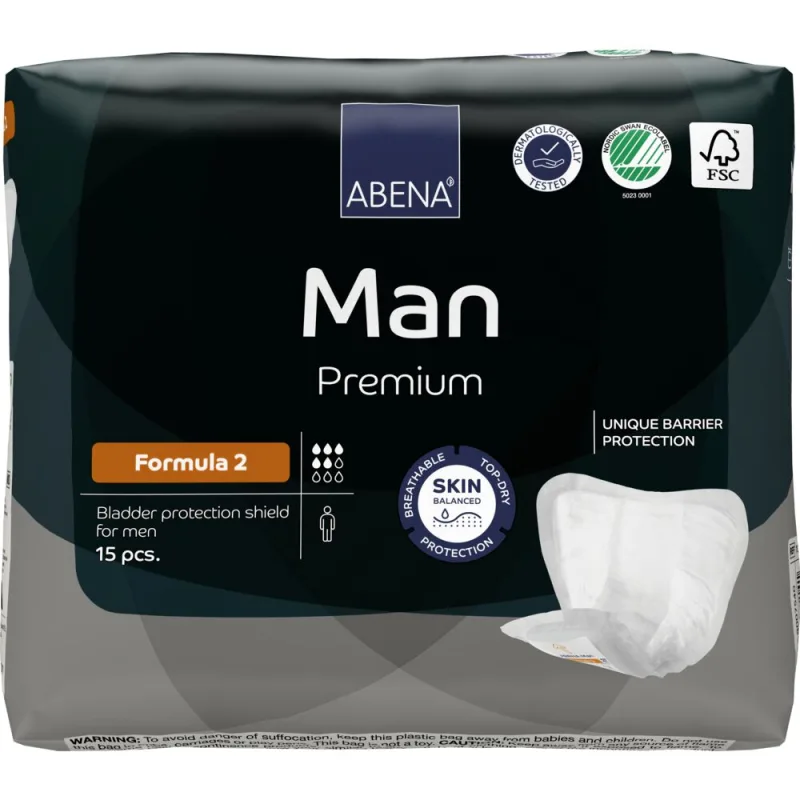 Absorbante masculine Premium Man Formula 2 cu absorbtie 700ml, 15 bucati, Abena — preț și oferte