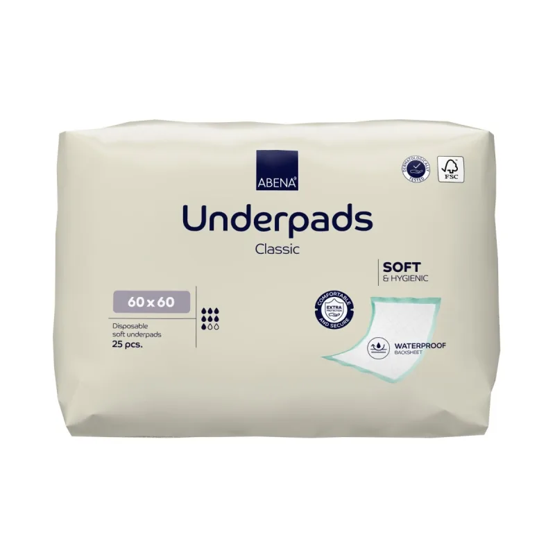 Aleze de unica folosinta Underpads Classic Soft & Confort 60x60cm, 25 bucati, Abena — preț și oferte