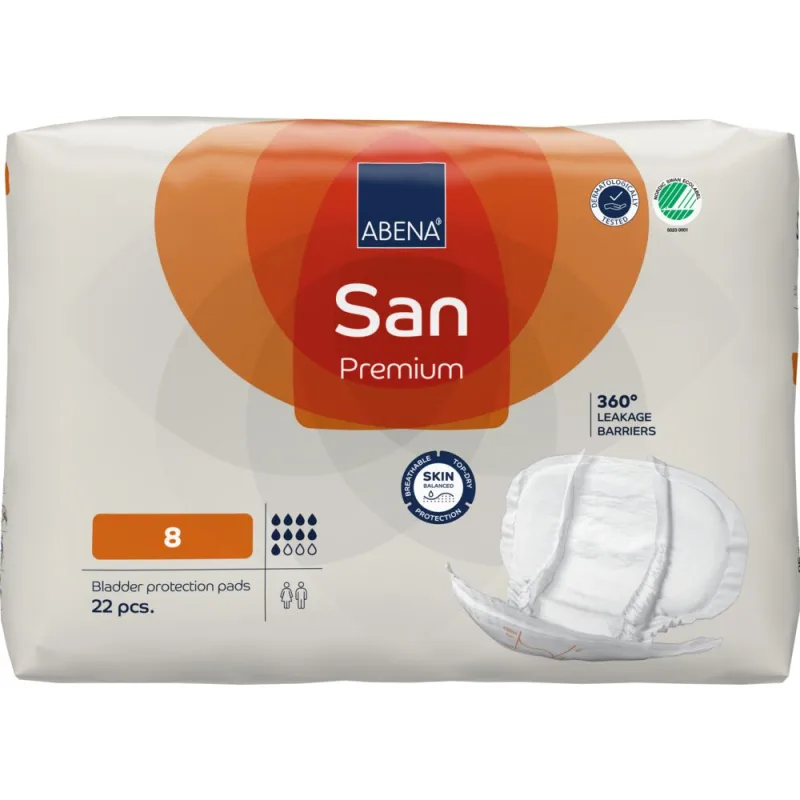 Absorbante anatomice pentru incontinenta moderata pana la severa San 8 Premium unisex cu absorbtie 2500ml, 22 bucati, Abena — preț și oferte