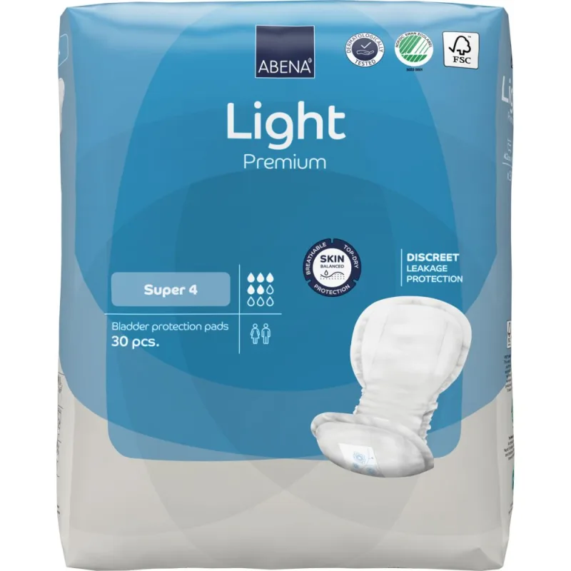 Absorbante anatomice pentru incontinenta moderata Premium Light Super 4 cu absorbtie 850ml, 30 bucati, Abena — preț și oferte