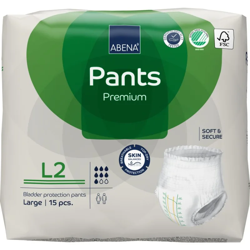Scutece chilot pentru persoane active L2 100-140 cm Pants Premium cu absorbtie 1900ml, 15 bucati, Abena — preț și oferte