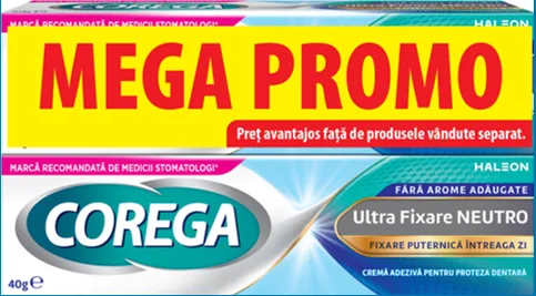 Pachet Crema adeziva pentru proteza Neutro, 2 x 40g, Corega — preț și oferte