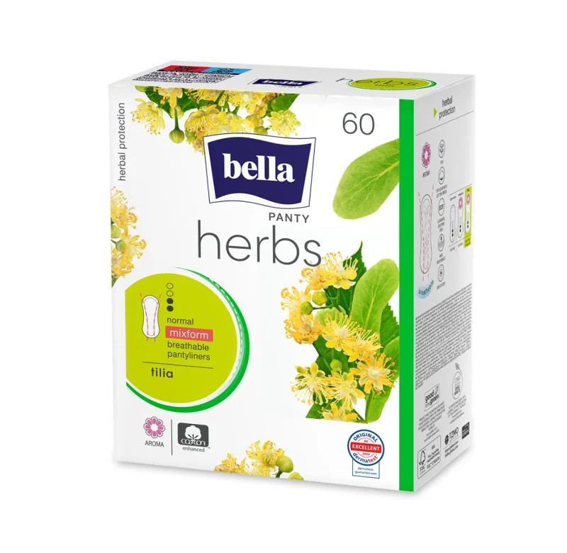 Absorbante Panty Herbs Floare de tei Mixform, 60 bucati, Bella — preț și oferte
