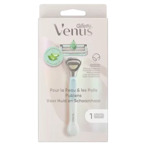 Set aparat de ras pentru zona intima + Rezerva Venus Satin Care, 1 bucata, Gillette