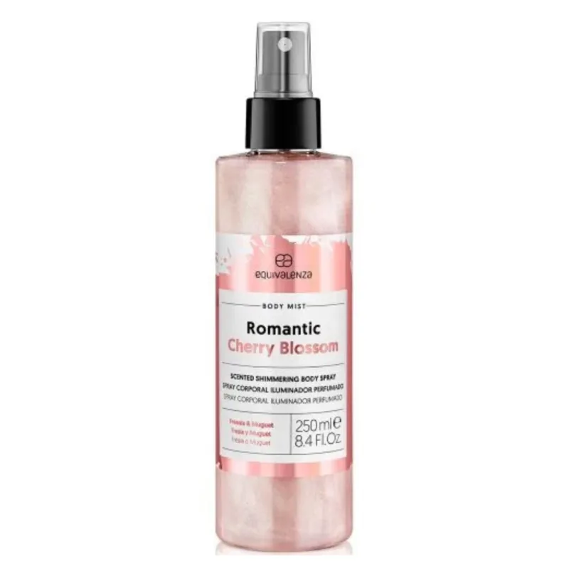 Spray de corp iluminator Romantic Cherry Blossom, 250 ml, Equivalenza — preț și oferte