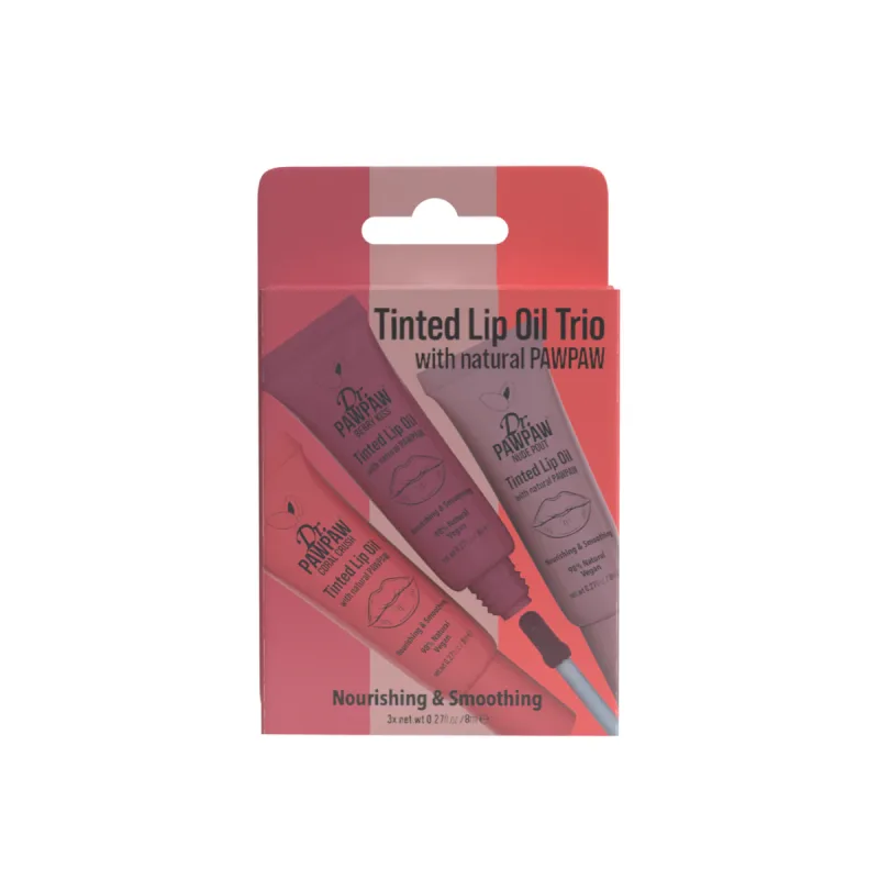 Set ulei de buze colorat si hranitor cu extract de papaya, 3 x 8ml, Dr.PAWPAW — preț și oferte