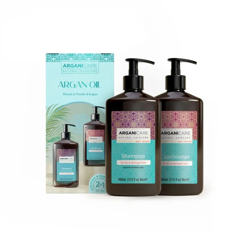 Set Sampon & Balsam Ulei de Argan si Unt de Shea pentru par uscat sau deteriorat, 2x400ml, Aganicare ARGANICARE — preț și oferte