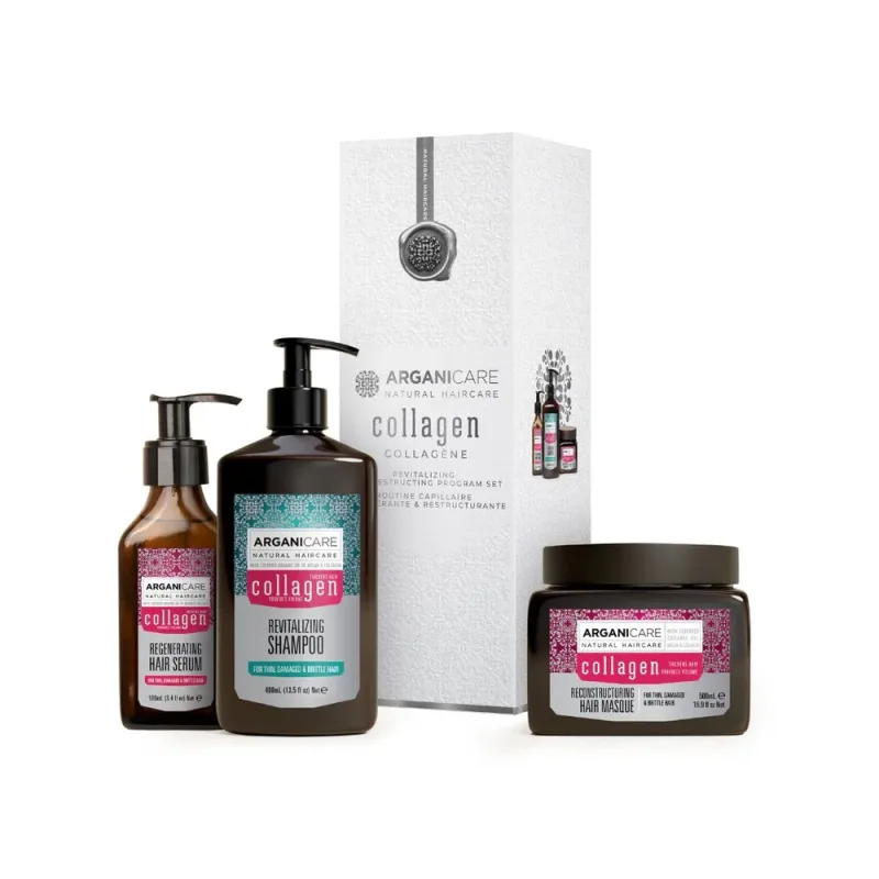 Set trio cu Colagen pentru revitalizarea si restructurarea parului, Arganicare — preț și oferte