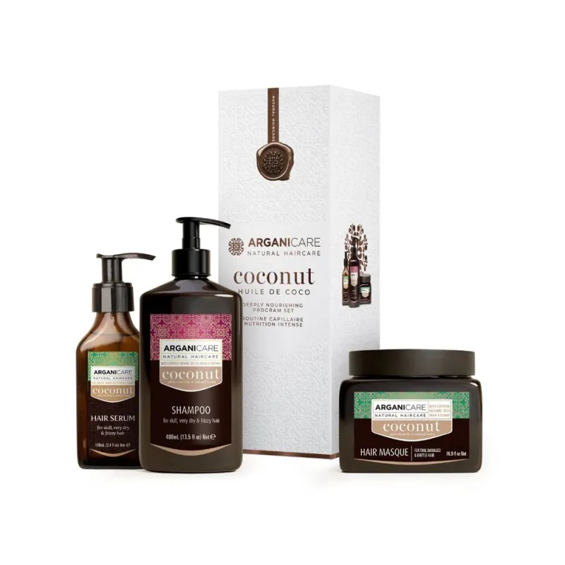 Set trio cu Ulei de Cocos pentru hranirea intensa a parului, Arganicare — preț și oferte
