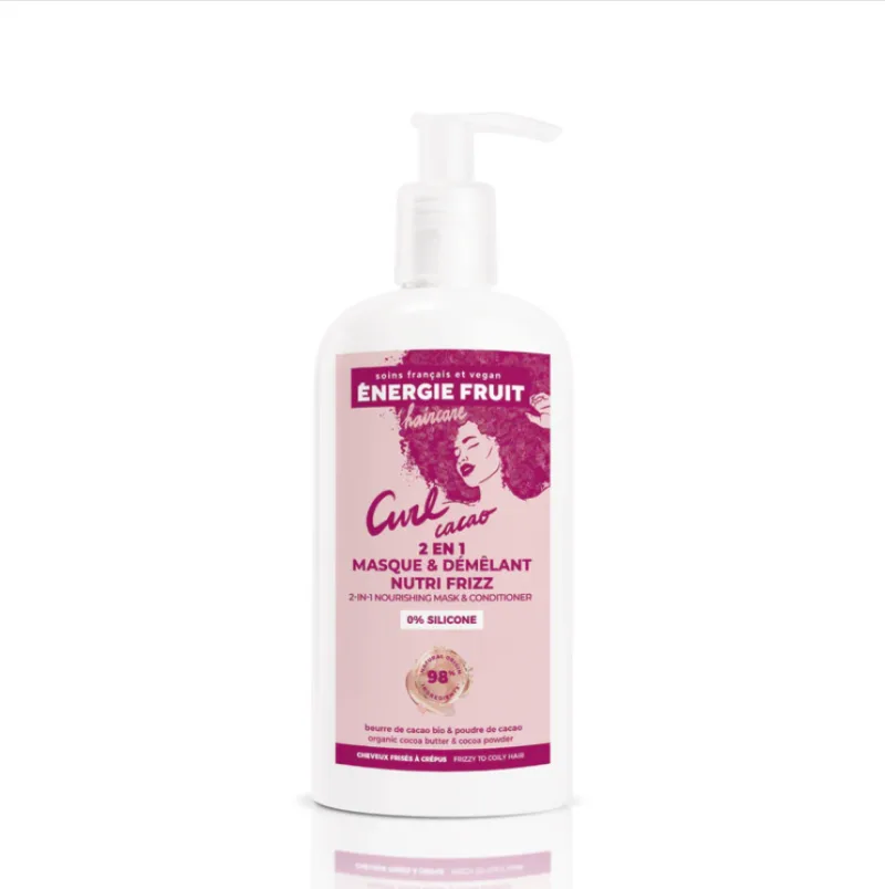 Masca balsam 2 in 1 pentru par ondulat cret sau frizzy cu Unt de cacao organic si Pudra de cacao, 300ml, Energie Fruit — preț și oferte