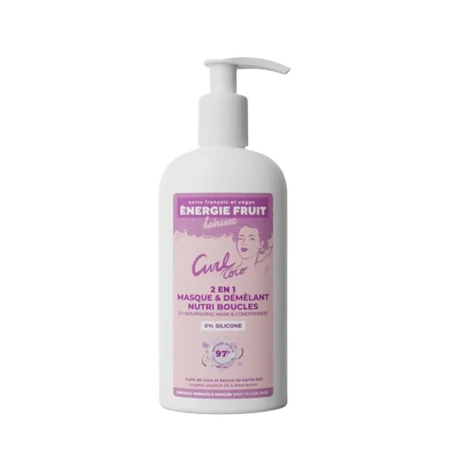 Masca balsam 2 in 1 pentru par ondulat sau cret cu Ulei de cocos organic si Unt de shea, 300ml, Energie Fruit — preț și oferte