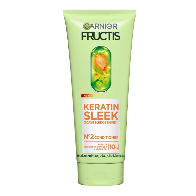 Balsam pentru par neted si stralucitor Fructis Keratin Sleek, 200ml, Garnier — preț și oferte
