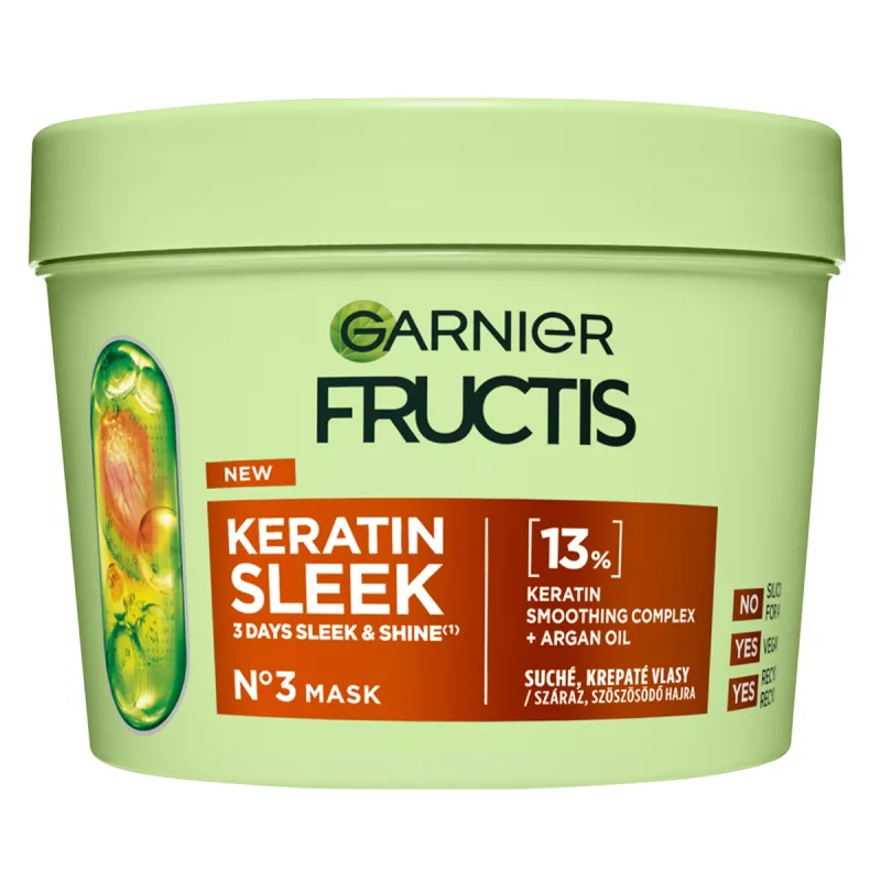 Masca pentru par neted si stralucitor Fructis Keratin Sleek, 370ml, Garnier — preț și oferte