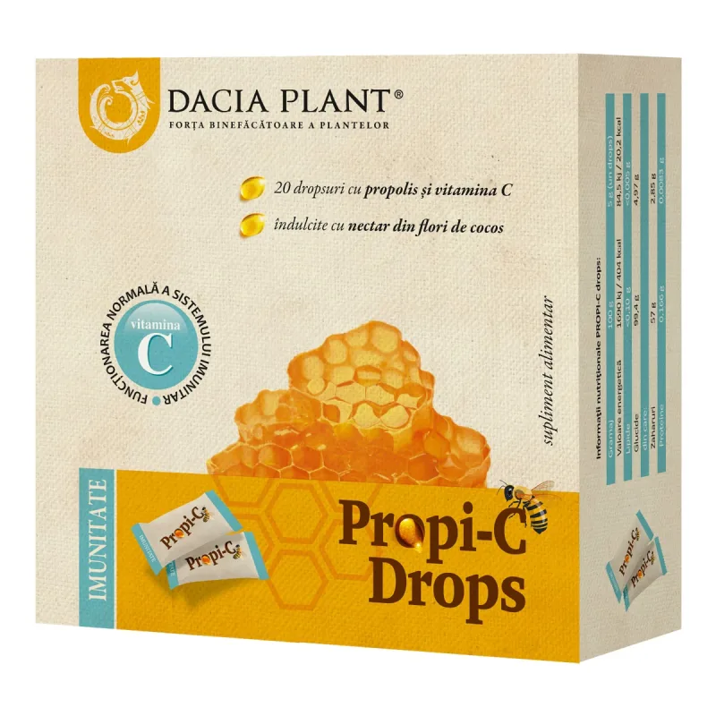 Propolis si Vitamina C Propi-C, 20 dropsuri, Dacia Plant — preț și oferte