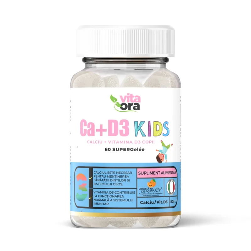 Calciu + Vitamina D3 pentru copii, 60 jeleuri, Vita Ora — preț și oferte