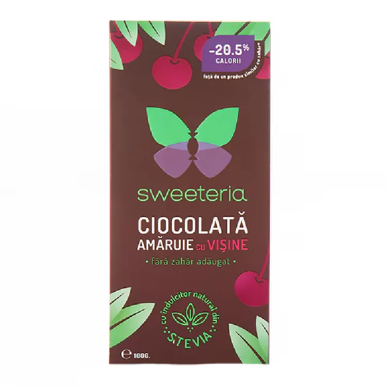 Ciocolata amaruie cu visine, 100g, Sweeteria — preț și oferte