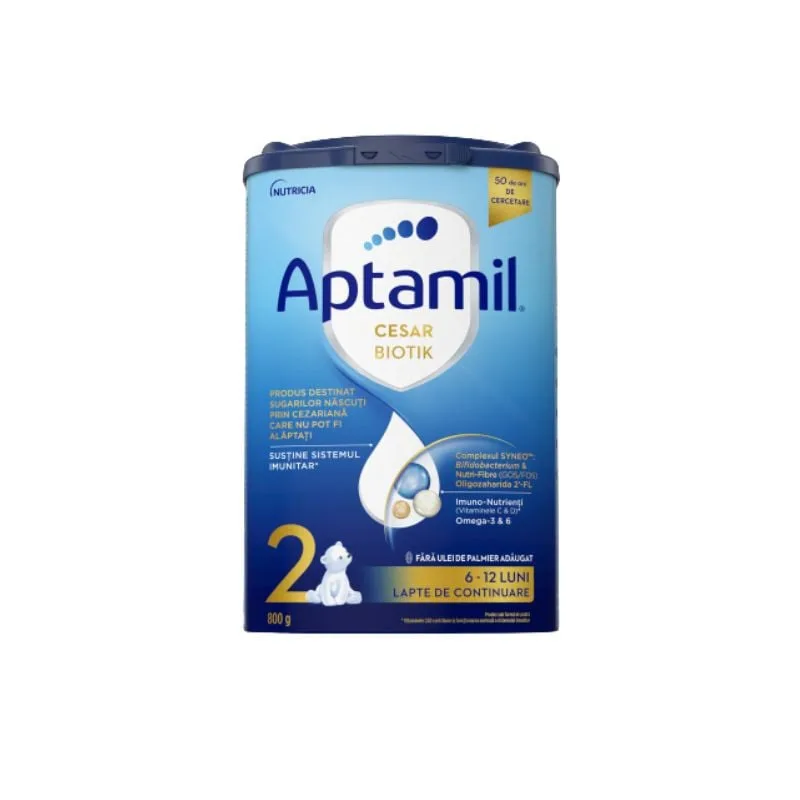 Lapte praf CesarBiotik 2, 6-12 luni, 800g, Aptamil — preț și oferte