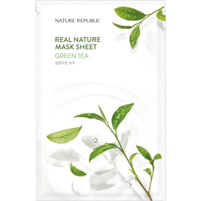 Masca de fata cu ceai verde Real Nature, 23g, Nature Republic — preț și oferte