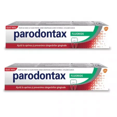 Pachet Pasta de dinti Fluoride 1 + 50% reducere la al doilea produs, 2 x 75 capsule, Parodontax — preț și oferte