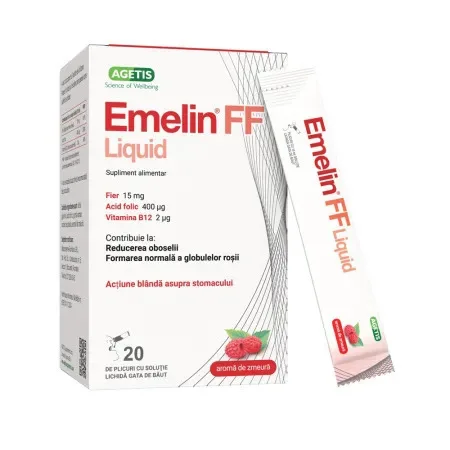 Bisglicinat de fier Emelin FF Liquid, 20 plicuri, Agetis — preț și oferte