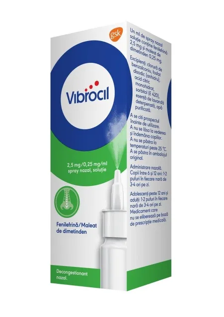 Vibrocil spray nazal solutie  2.5 mg/ 0.25 mg/ml, 15ml, Haleon — preț și oferte