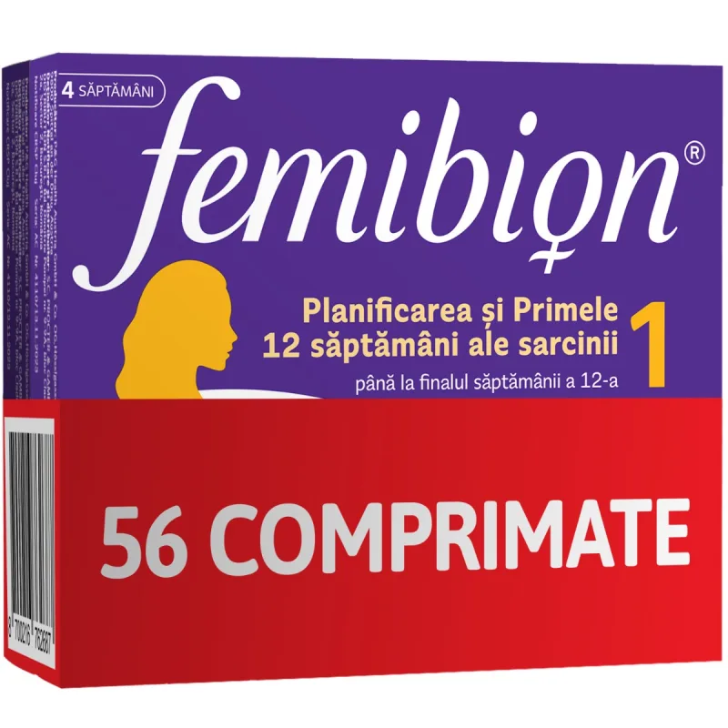 Pachet Femibion 1 Planificarea si Primele 12 Saptamani ale Sarcinii, 2x28 comprimate filmate — preț și oferte
